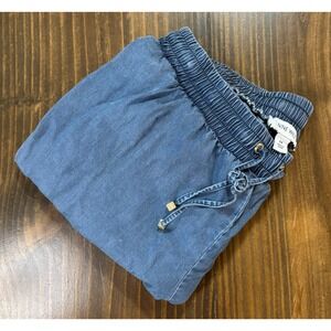 NINE WEST Jogger Pants Womens Medium Blue Chambray Drawstring Casual